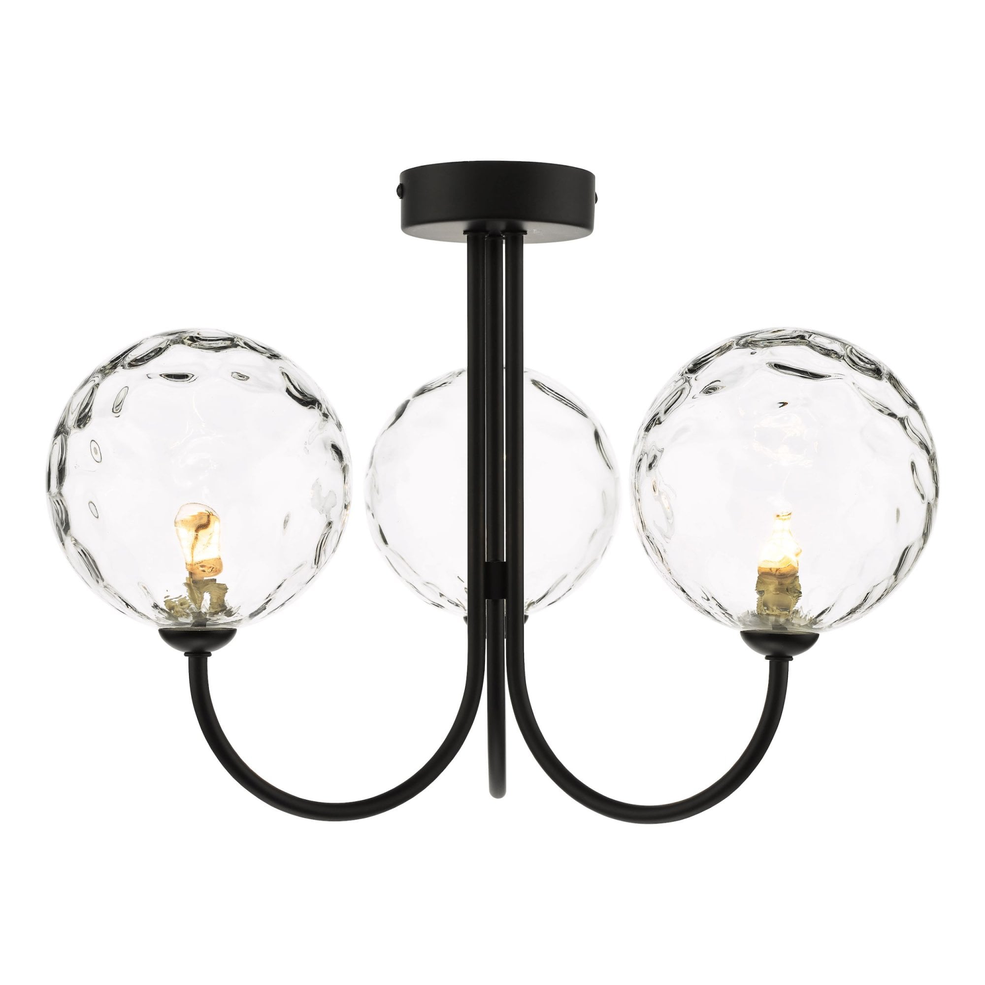 Dar Lighting Jared 3 Light Semi Flush Ceiling Light In Matt Black With ...