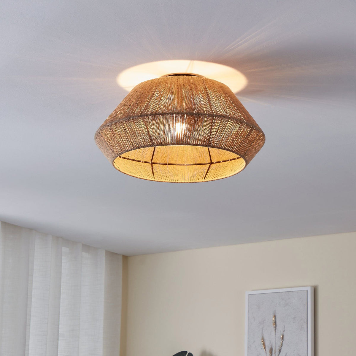 Alderney Ceiling Light Wrapped with Natural Hemp Yarn