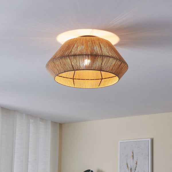 Alderney Ceiling Light Wrapped with Natural Hemp Yarn