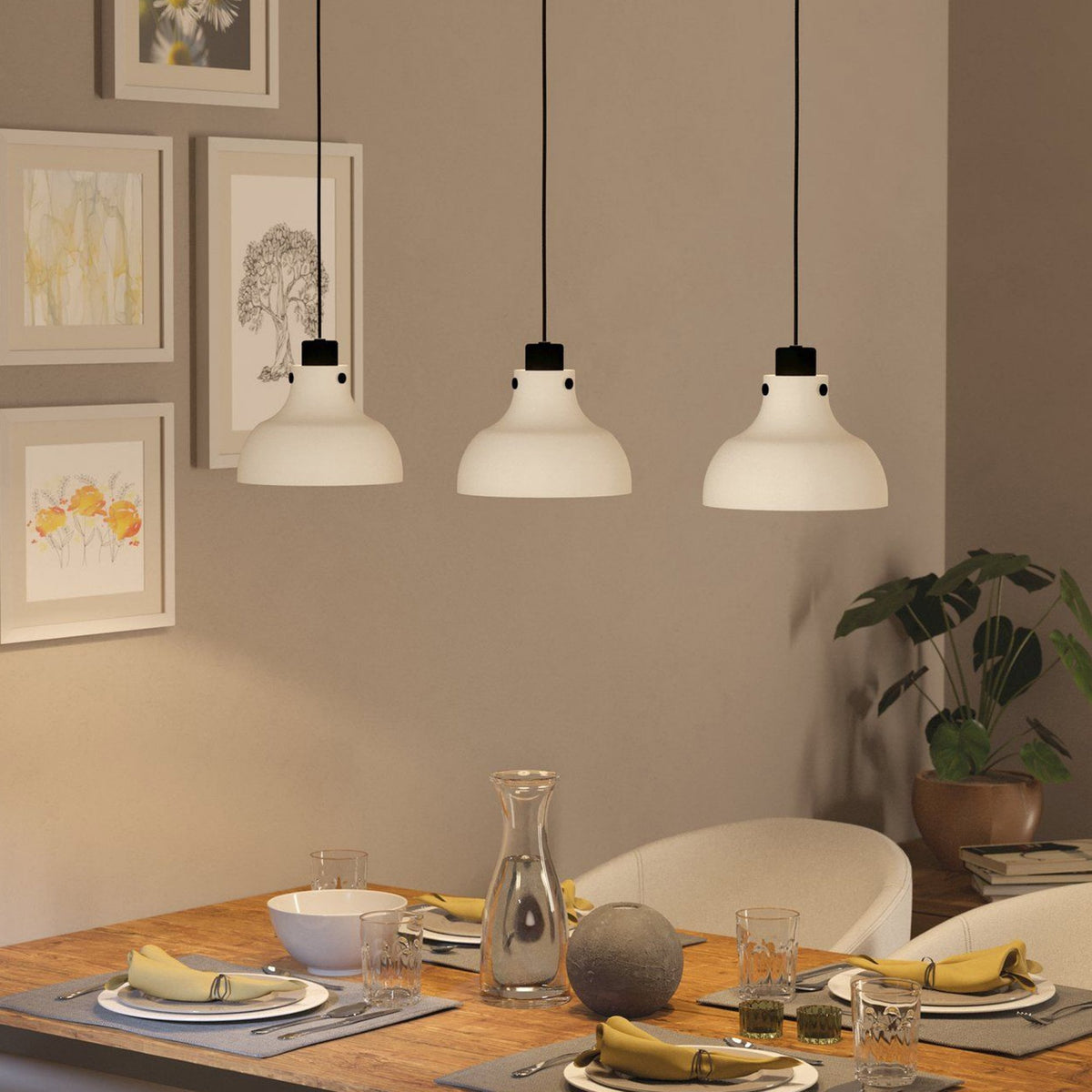 Matlock Triple Drop Linear Pendant in a Black and Pale Grey Finish
