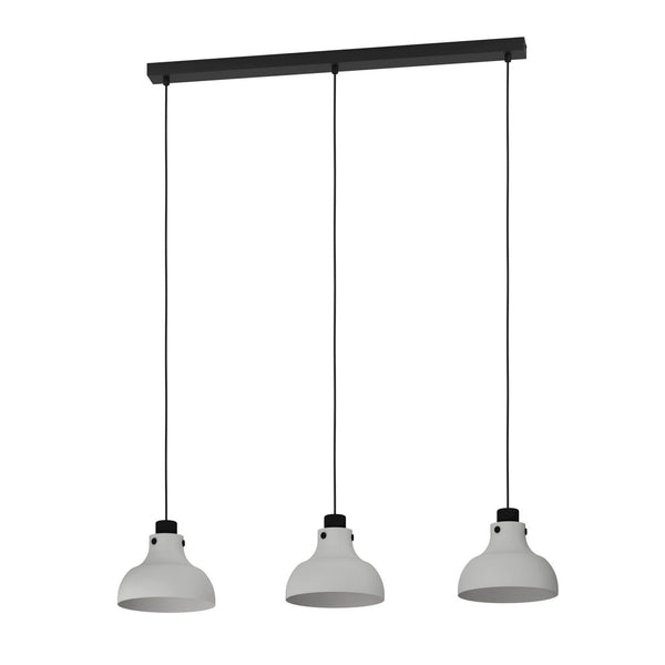 Matlock Triple Drop Linear Pendant in a Black and Pale Grey Finish