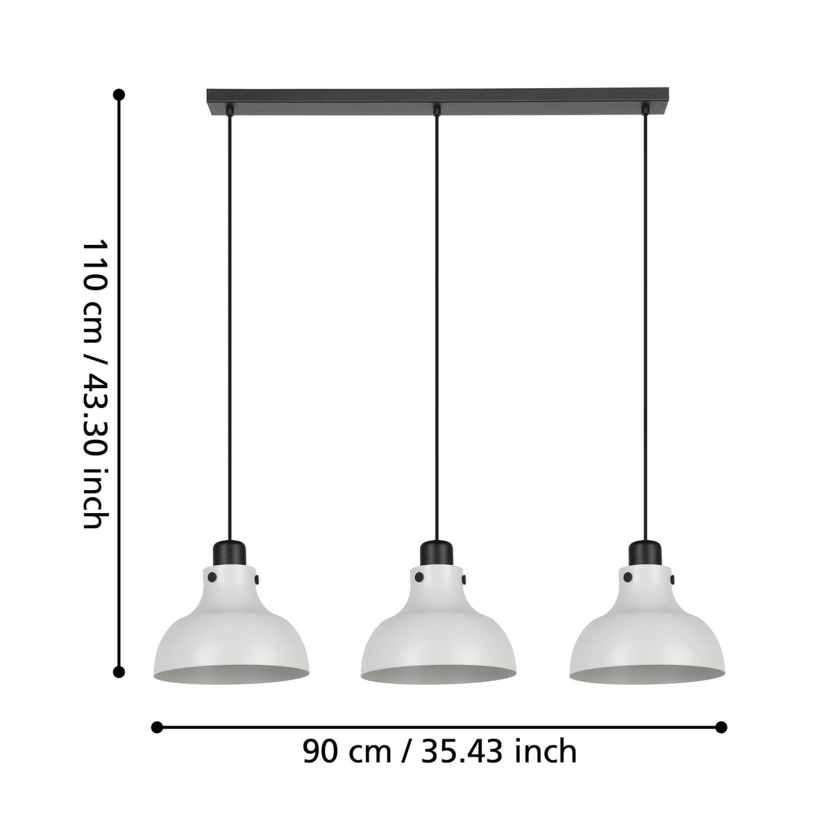 Matlock Triple Drop Linear Pendant in a Black and Pale Grey Finish