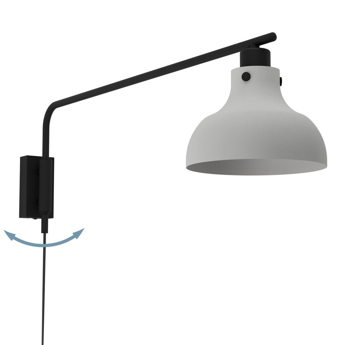 Matlock Swing Arm Wall Light in a Black and Pale Grey Finish