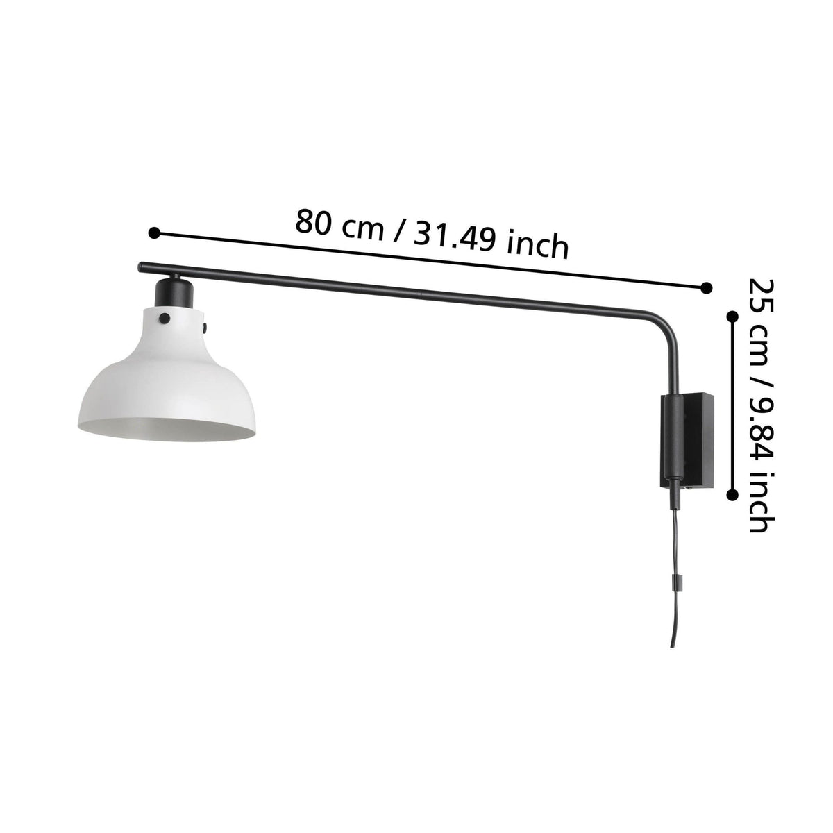 Matlock Swing Arm Wall Light in a Black and Pale Grey Finish