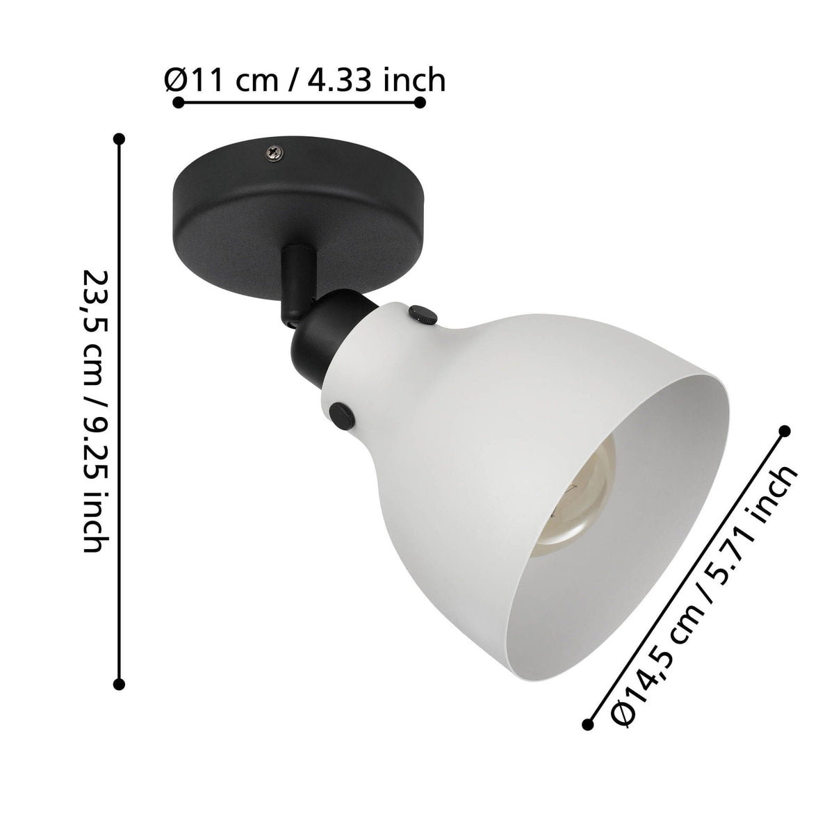 Matlock Single Spotlight in a Black and Pale Grey Finish