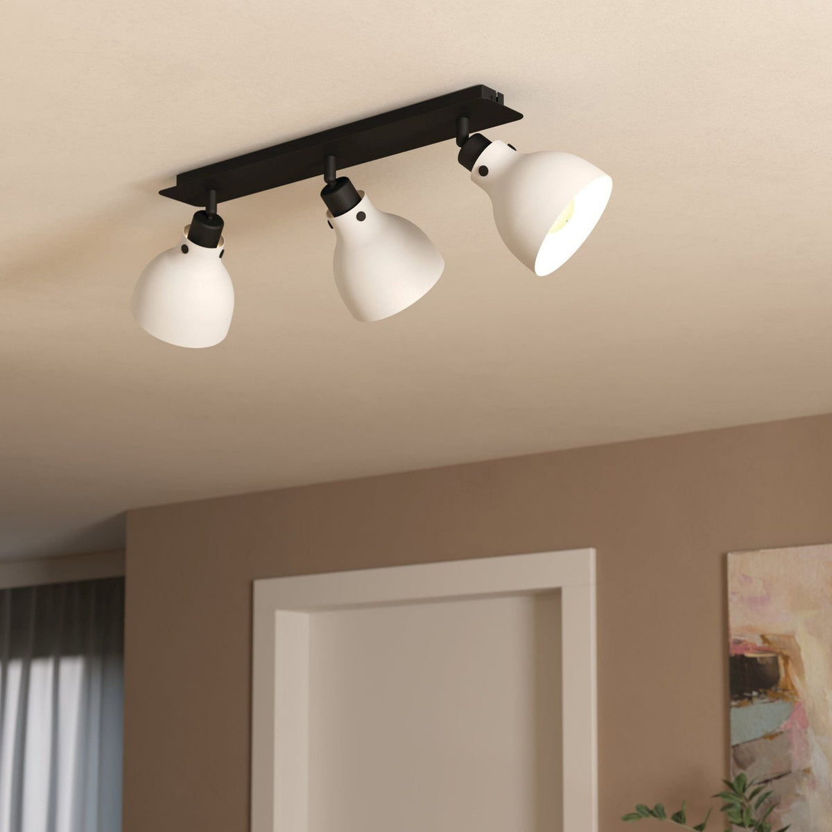 Matlock Triple Spotlight in a Black and Pale Grey Finish