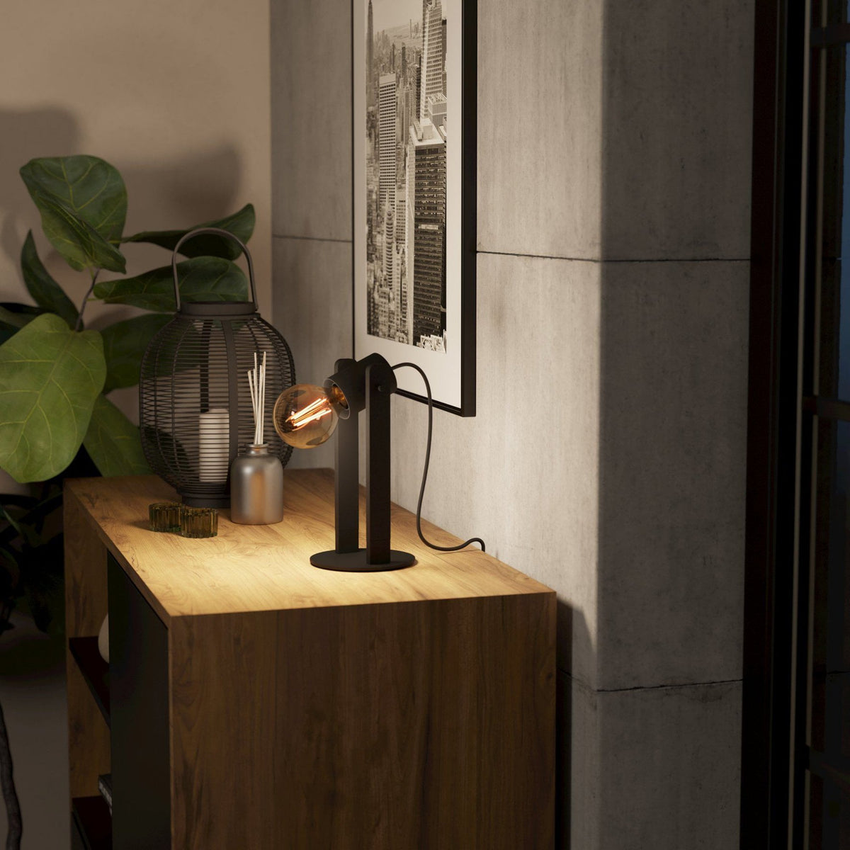 Plimsoll Table Lamp in a Black Wooden Frame
