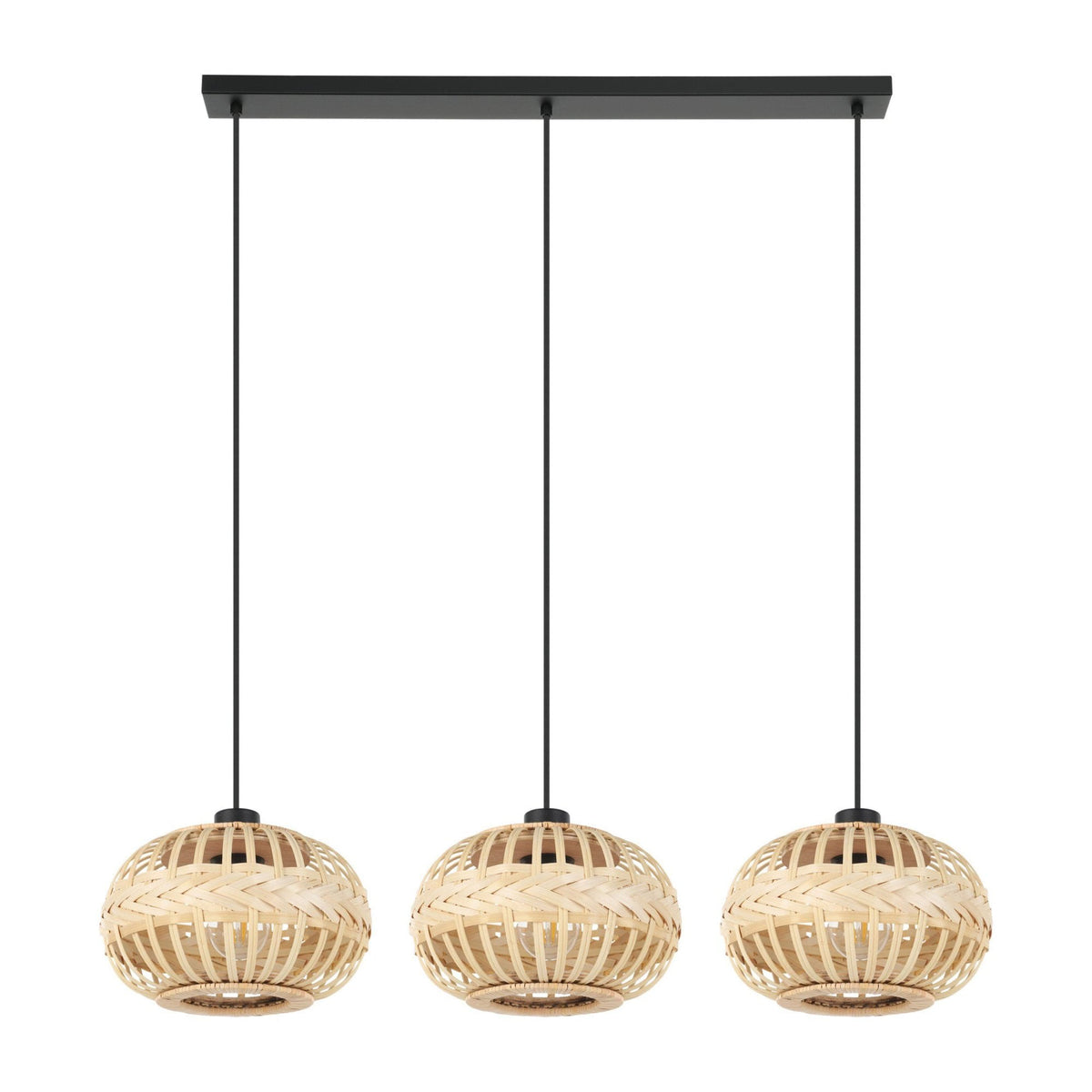Amsfield 1 Triple Drop Linear Bamboo Wickerwork Pendant