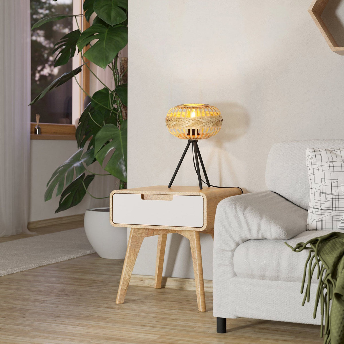 Amsfield 1 Bamboo Wickerwork Table Lamp