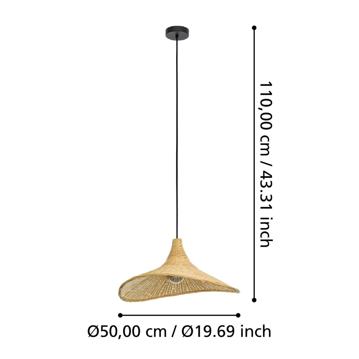 Haxey Single Drop Pendant with Pale Bamboo Wicker Shade