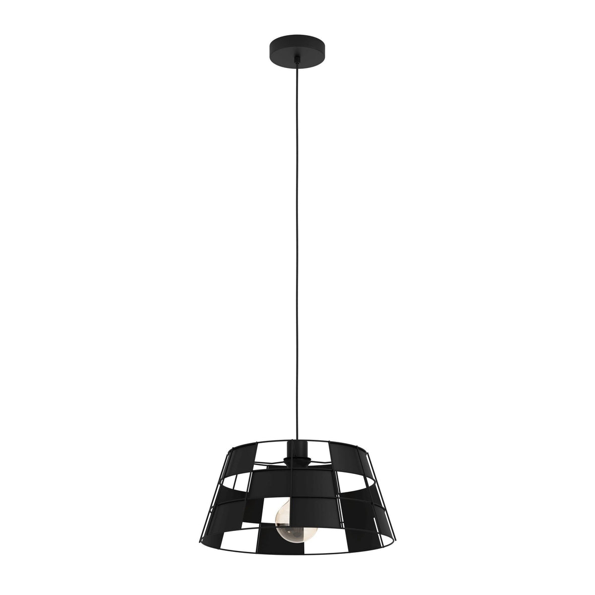 Pontefract Single Drop Pendant in Black with a Captivating Checkered Pattern
