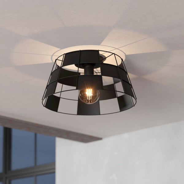 Pontefract Ceiling Light in Black with a Captivating Checkered Pattern