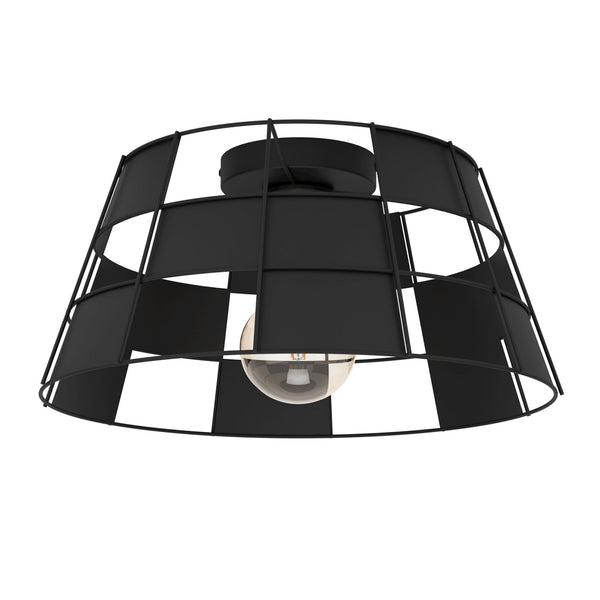 Pontefract Ceiling Light in Black with a Captivating Checkered Pattern