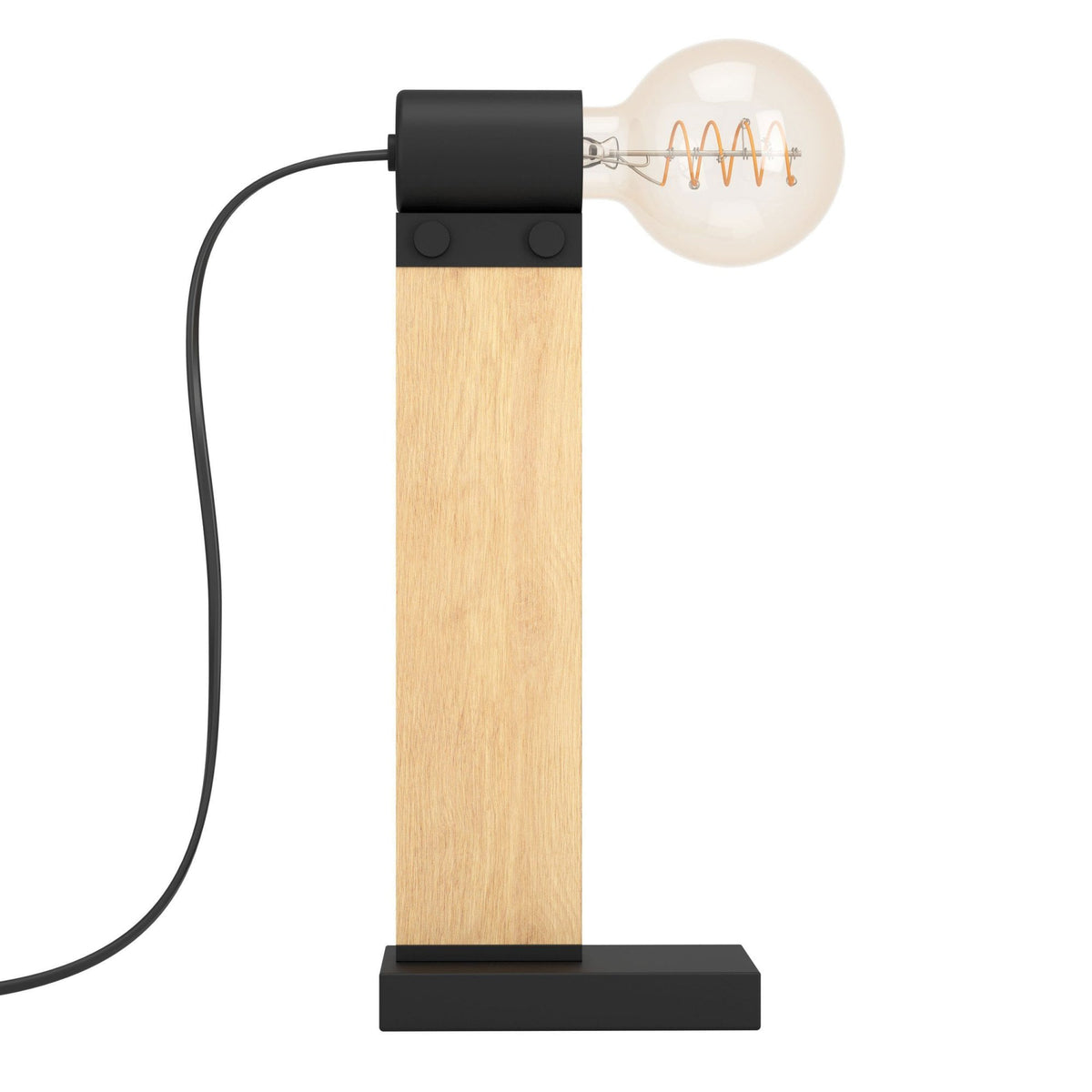 Bailrigg Table Lamp in Black with Wood Detailing