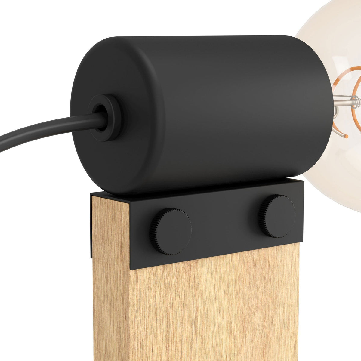 Bailrigg Table Lamp in Black with Wood Detailing