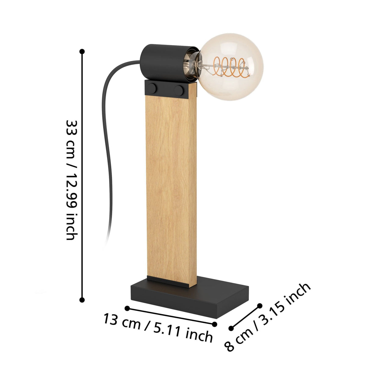 Bailrigg Table Lamp in Black with Wood Detailing