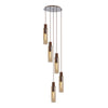 Belstone Slim 5 Drop Pendant in Mocha & Polished Chrome with Amber Glass