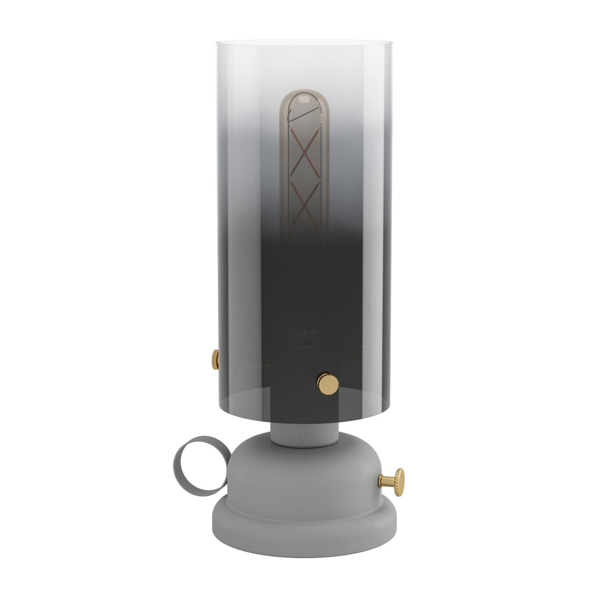 Gargrave Table Lamp in Grey with Brass Detail and Glass Diffuser