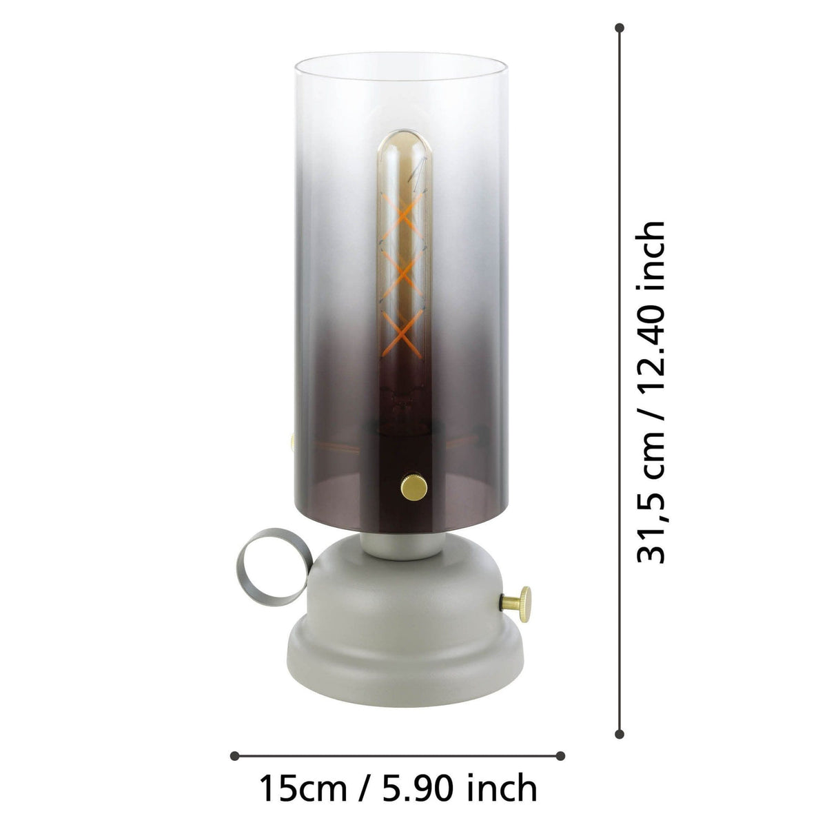 Gargrave Table Lamp in Grey with Brass Detail and Glass Diffuser