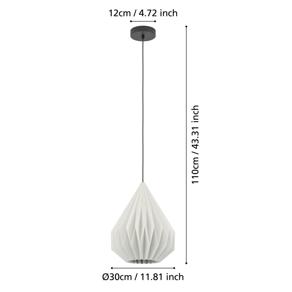 Minting 310mm Pendant with White Folded Paper Lampshade