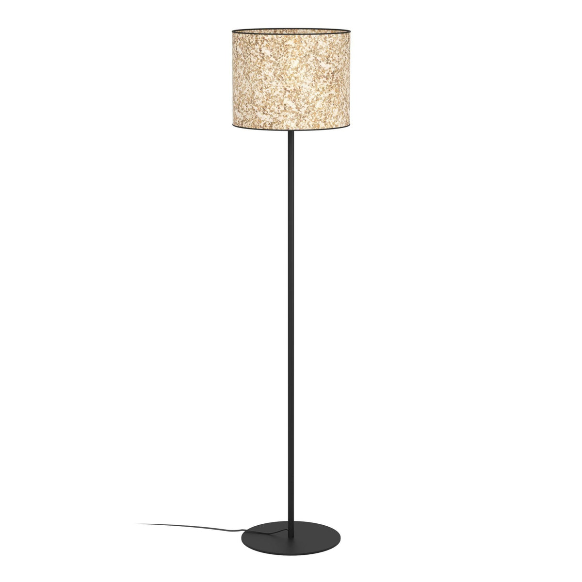 Butterburn Floor Lamp with Natural Fabric and Dried Birch Leaves