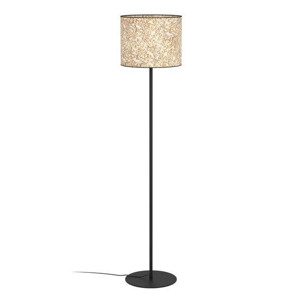 Butterburn Floor Lamp with Natural Fabric and Dried Birch Leaves