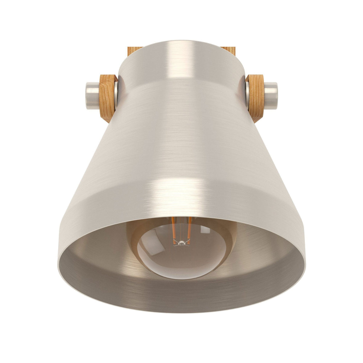 Cawton Single Spotlight with Wooden Base and Steel Lampshade