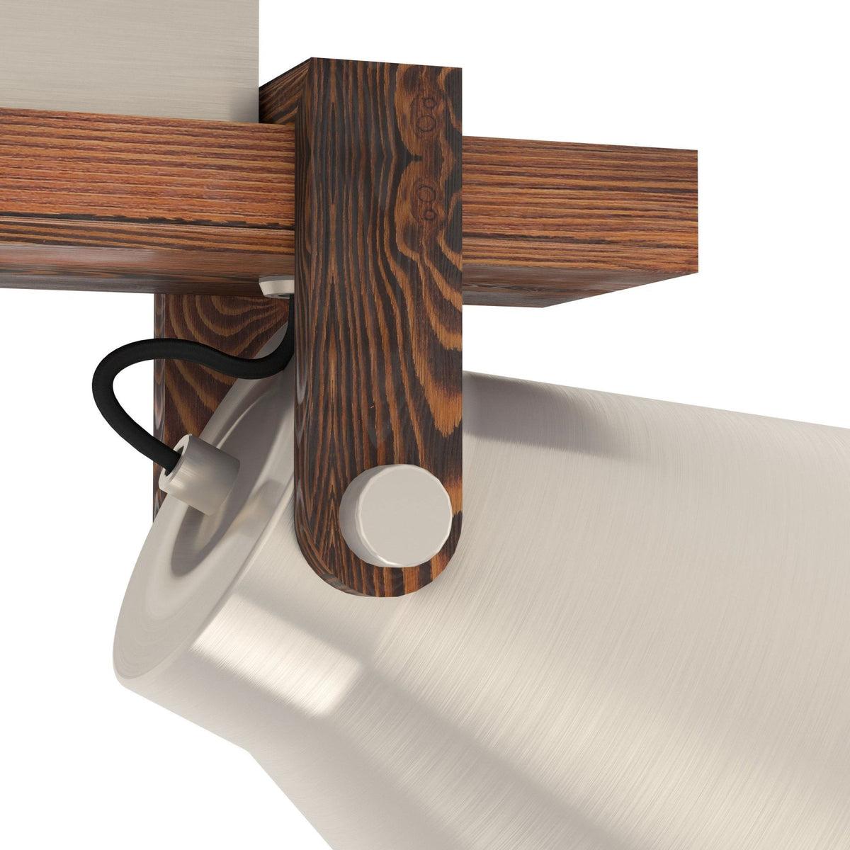 Cawton Twin Spotlight with Wooden Base and Steel Lampshades