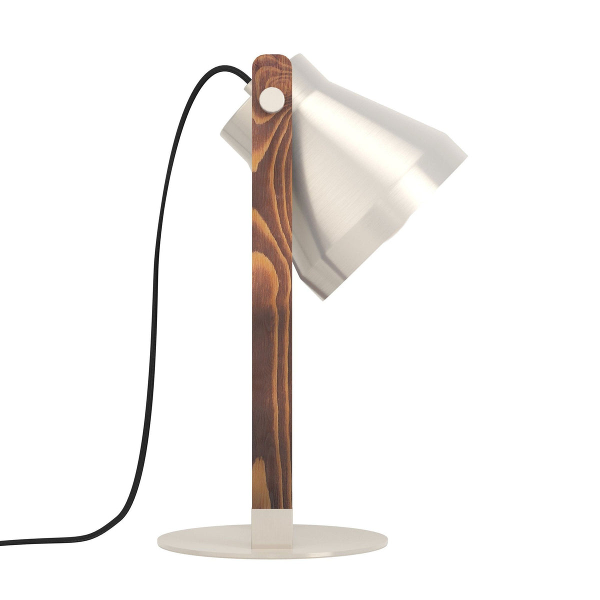 Cawton Table Lamp with Wooden Detail and Steel Lampshade