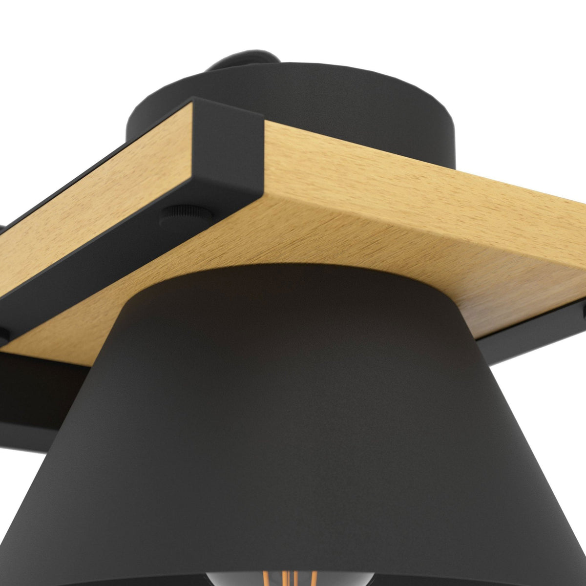 Maccles Wall Light in Black with Wood Detailing