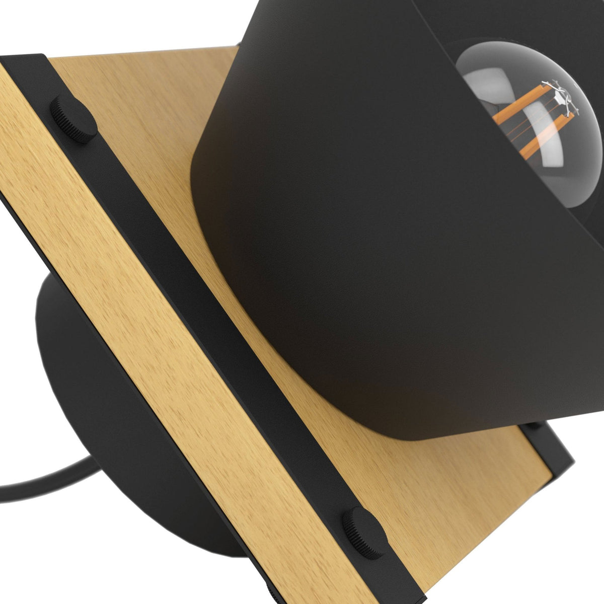 Maccles Table Lamp in Black with Wood Detailing
