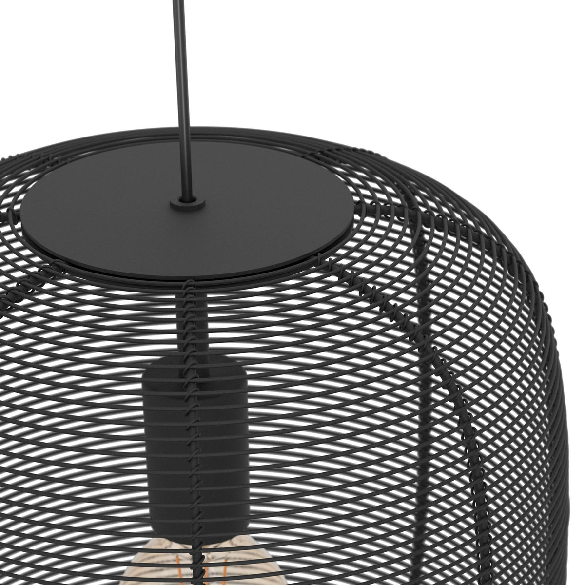 Rinroe Single Pendant with Black Wired-Caged Design Lampshade