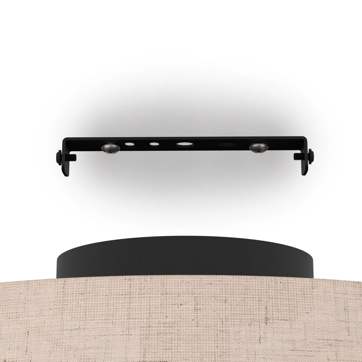 Tabley Ceiling Light with Two Layered Lampshades of Fabric and Bamboo