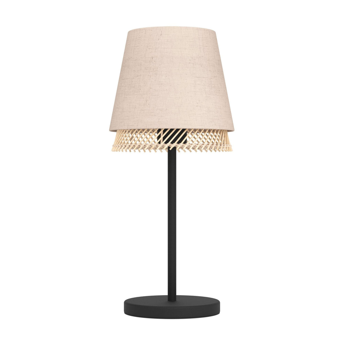 Tabley Table Lamp with Two Layered Lampshades of Fabric and Bamboo