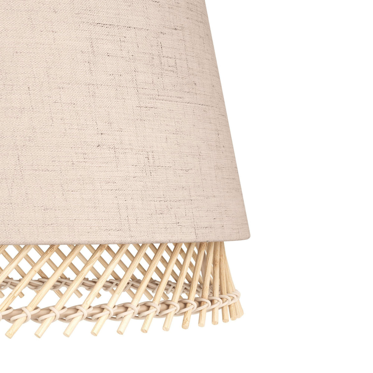 Tabley Table Lamp with Two Layered Lampshades of Fabric and Bamboo