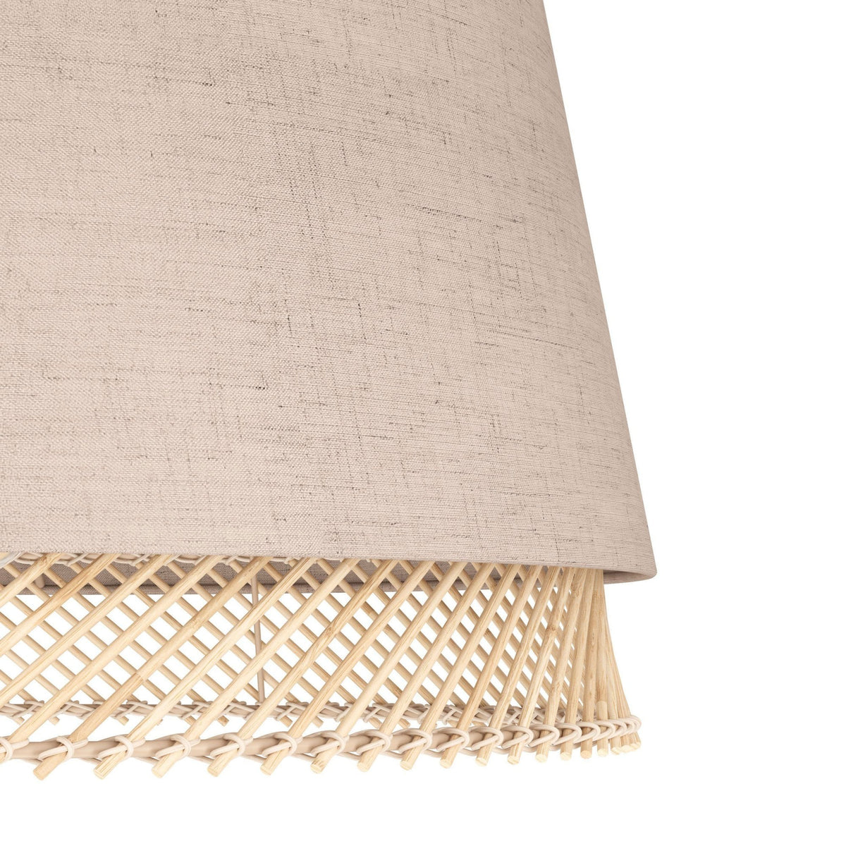 Tabley Floor Lamp with Two Layered Lampshades of Fabric and Bamboo