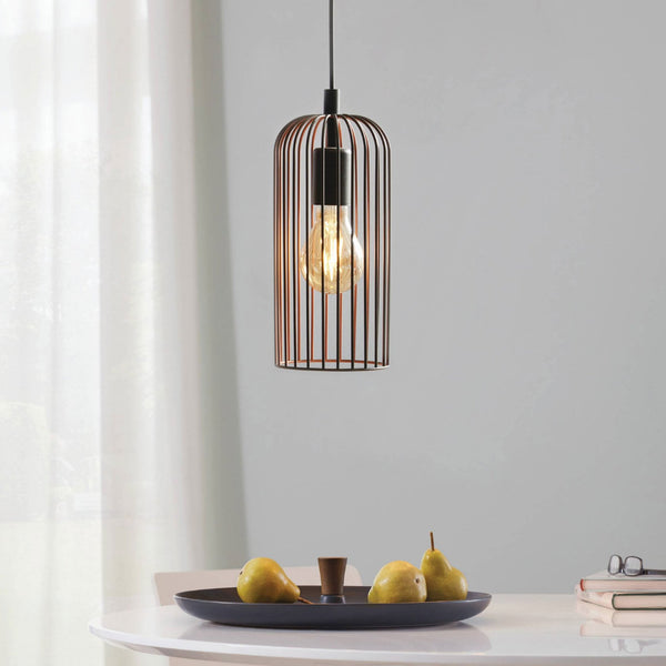 Roccamena Single Drop Wire Pendant in Black