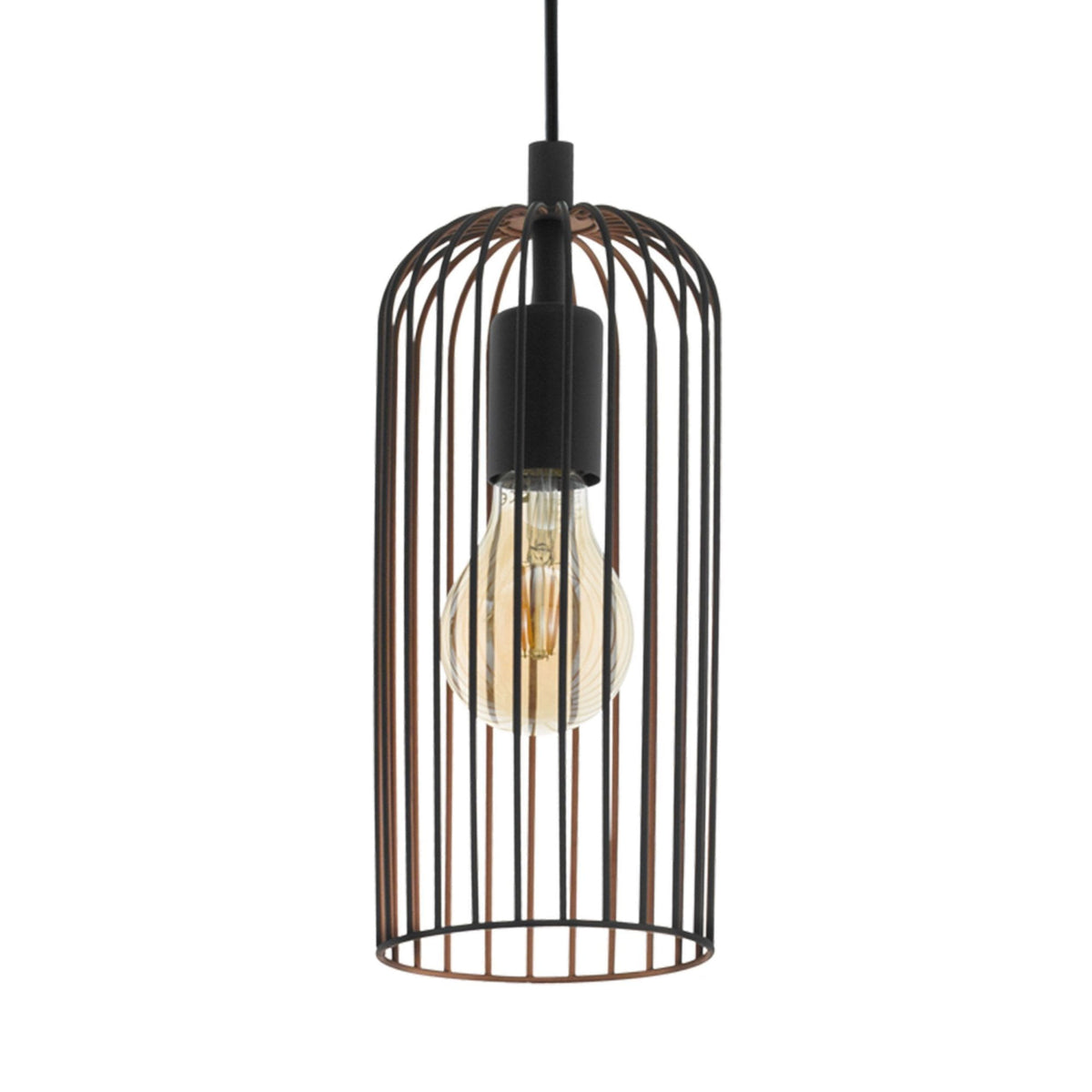 Roccamena Single Drop Wire Pendant in Black