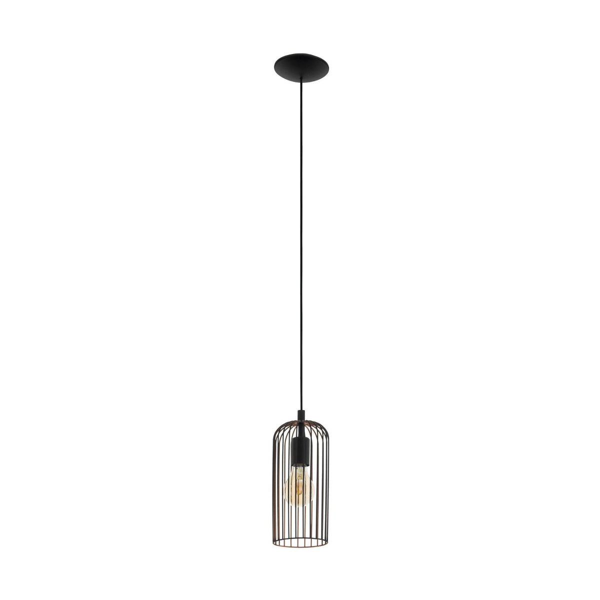 Roccamena Single Drop Wire Pendant in Black