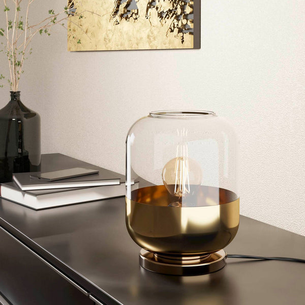 Maryvilla Table Lamp with Gold and Clear Glass Shade