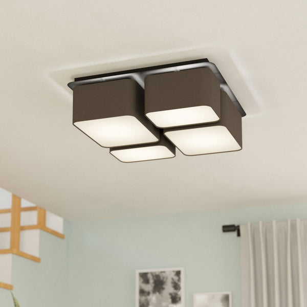 Mordazo Ceiling Light with Four Anthracite-Brown Fabric Shades