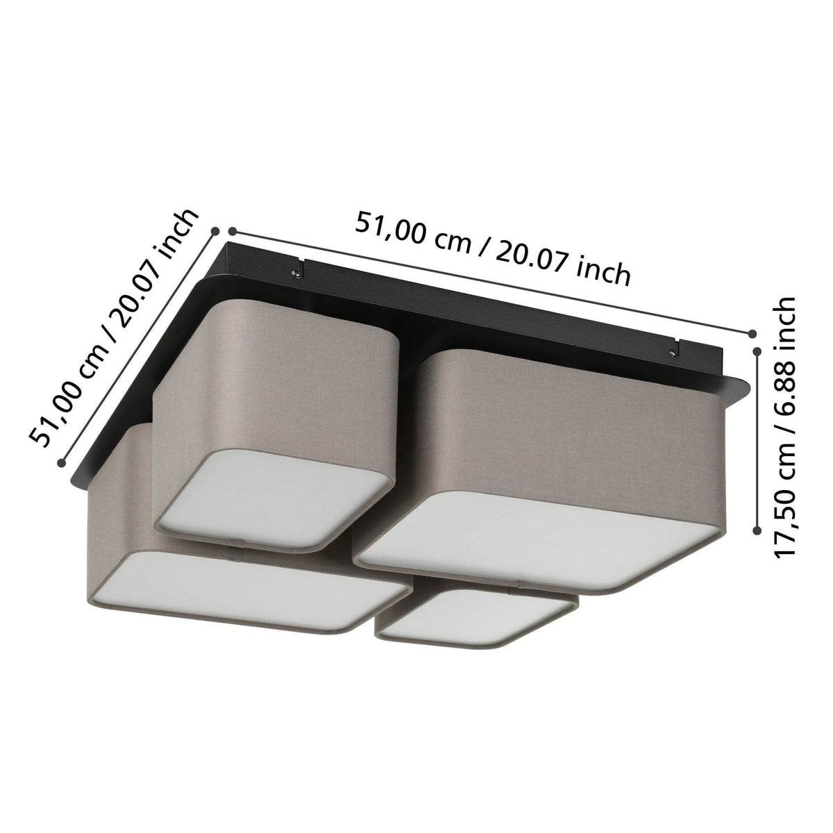 Mordazo Ceiling Light with Four Anthracite-Brown Fabric Shades