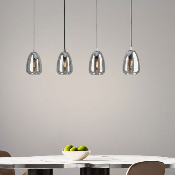 Alobrase 4 Drop Pendant in Vaporized Transparent Black Glass