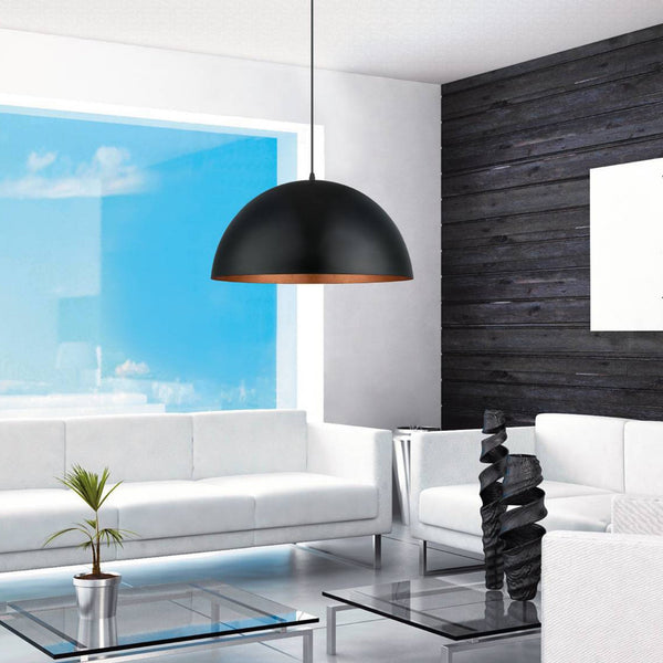 Gaetano 1 530mm Large Black and Copper Pendant Light