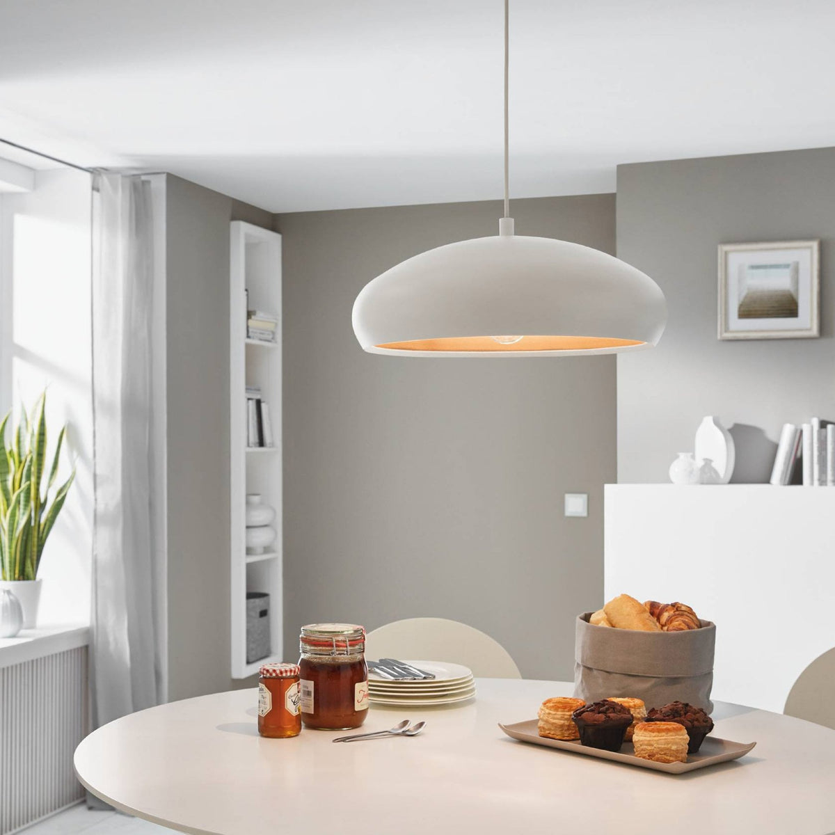 White and Copper Mogano 1 Pendant Light