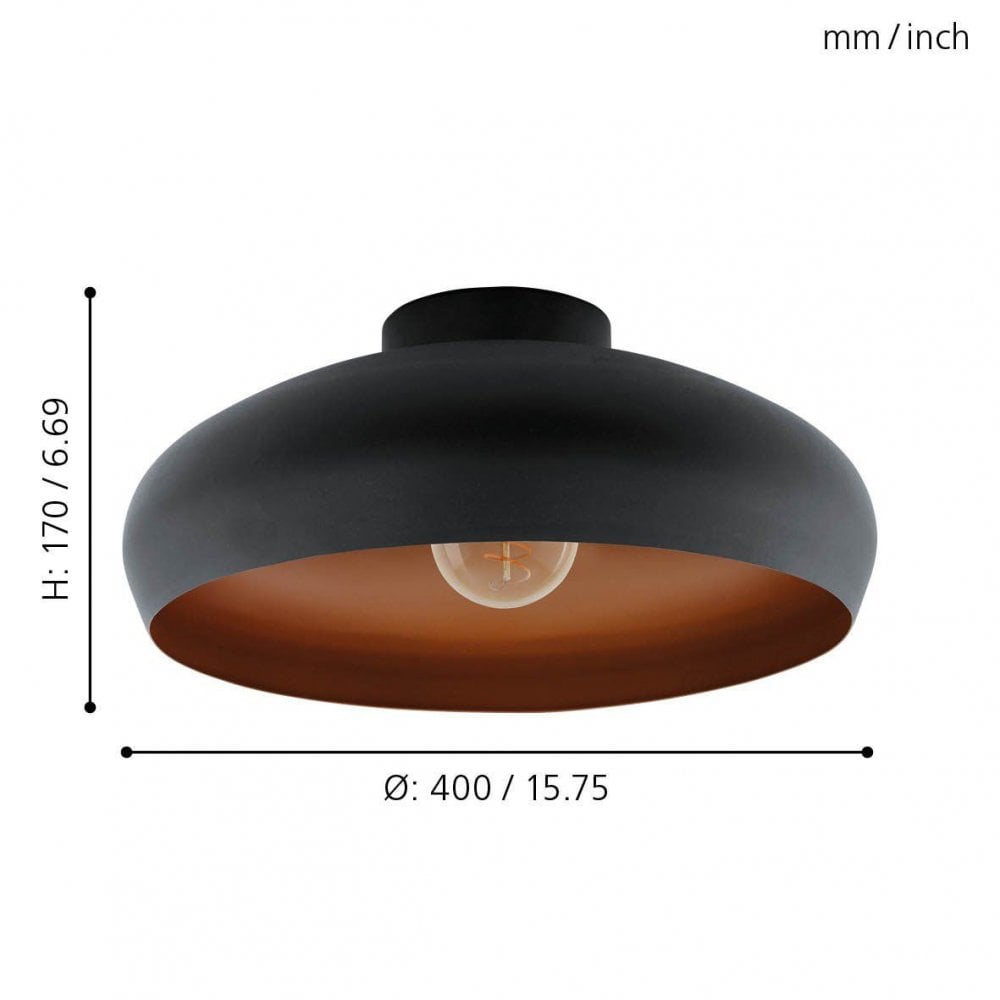 Mogano 400 Ceiling Light in Black and Copper