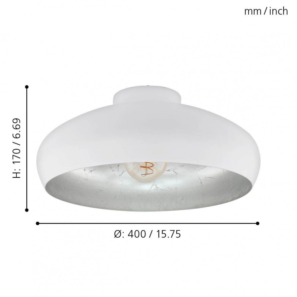 Mogano 400 Ceiling Light in White and Silver