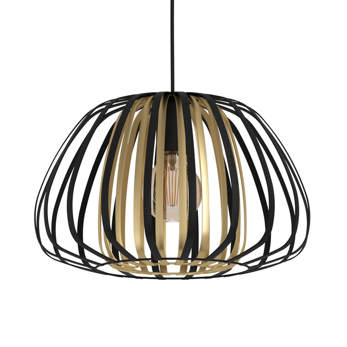 Encinitos 375mm Single Drop Pendant in Black and Brushed Brass