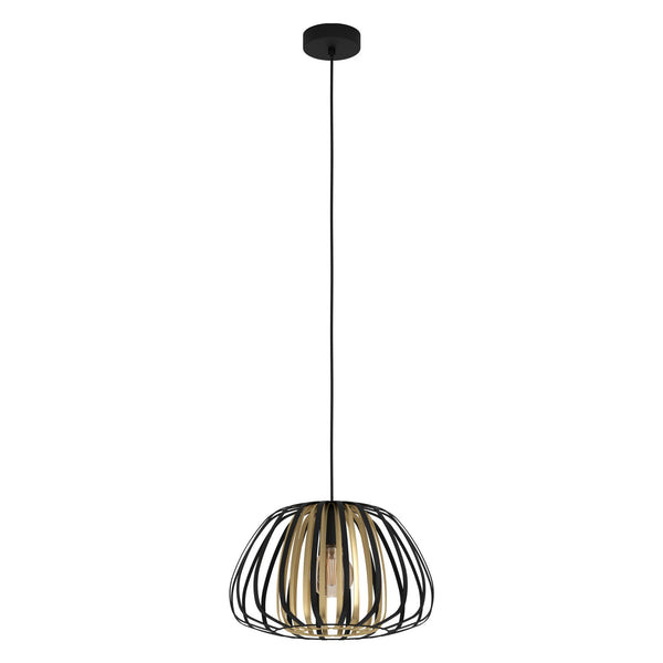 Encinitos 375mm Single Drop Pendant in Black and Brushed Brass