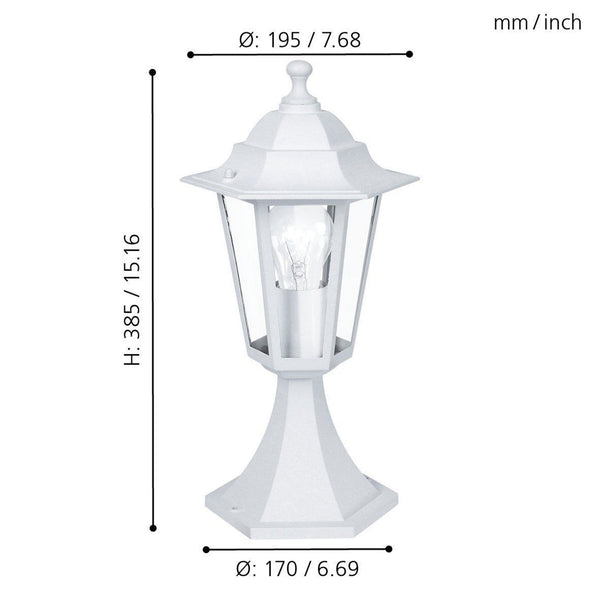 Laterna 5 White IP44 Exterior Cast Aluminium Pedestal Light